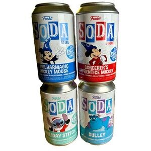 Funko SODA Disney Lot of 4 – Mickey Mouse, Stitch, Sulley – Commons – Retired